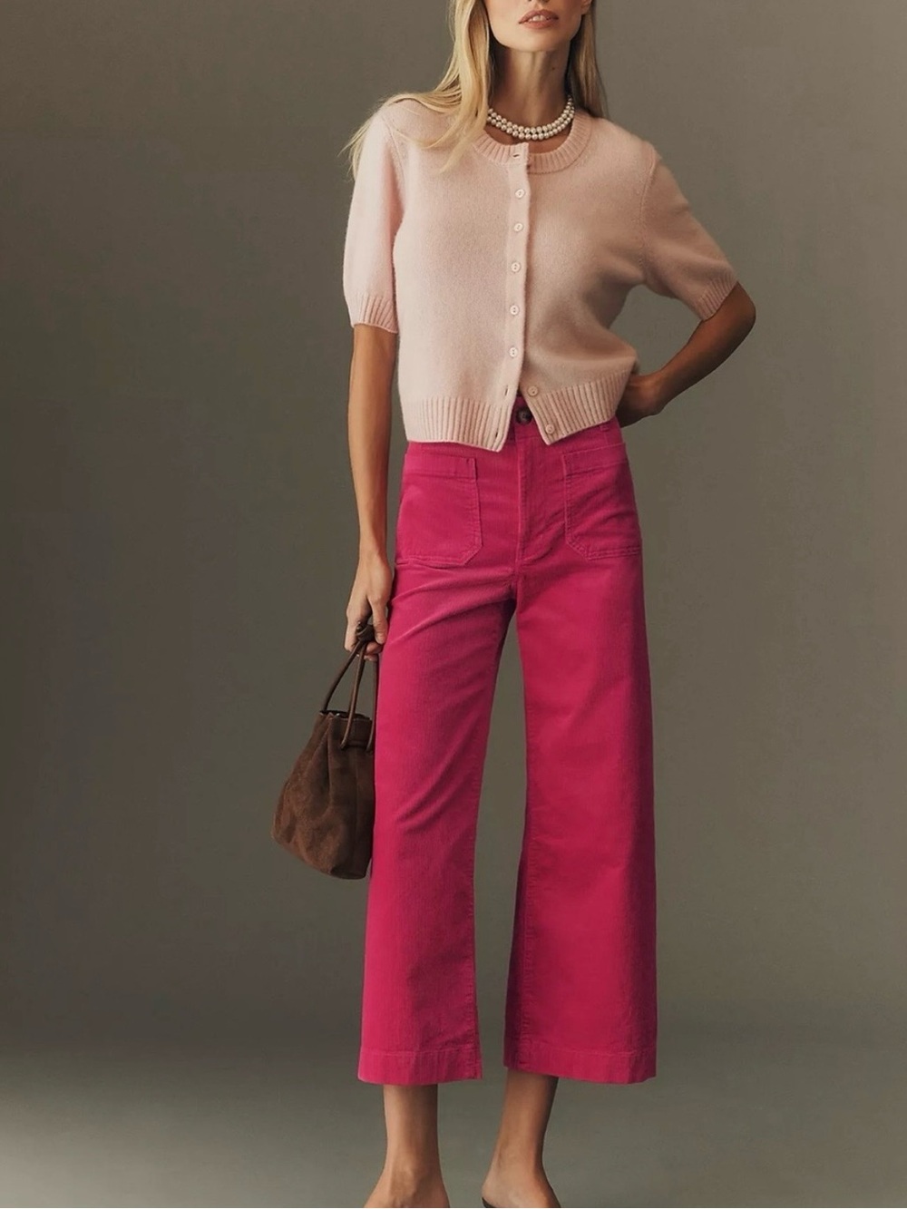 Maeve Anthropologie Colette Cord Crop 27 NWT raspberry